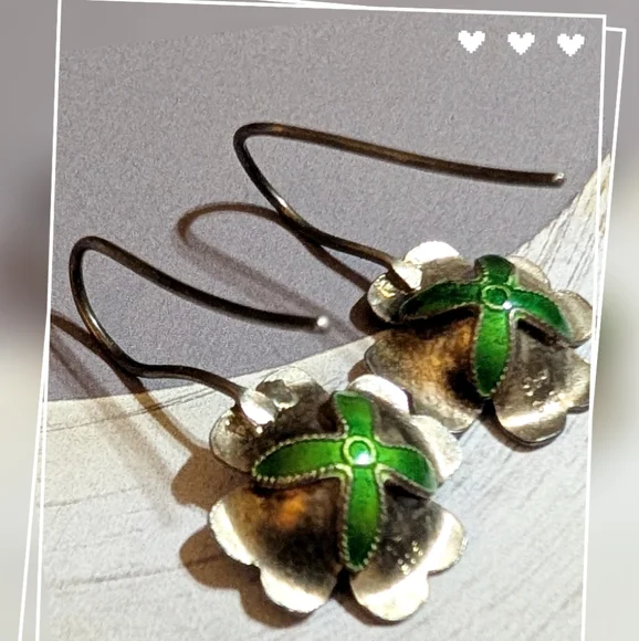 RARE Vintage Mint Sterling Guilloche Enamel Designer Signed Earrings - Picture 6 of 8